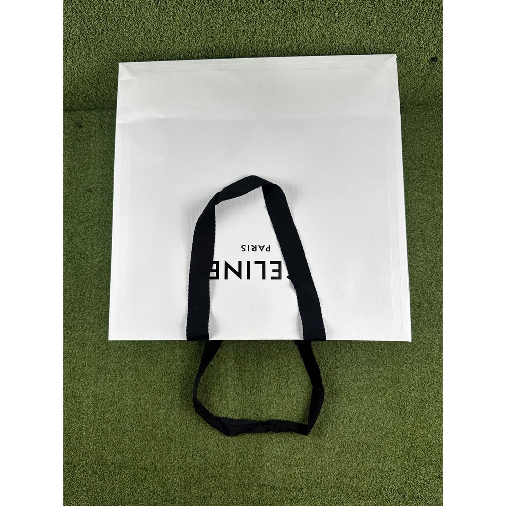 CELINE Paris Large White Shopping Tote Bag 16'x16'x7' Black Handles Store Ba - Picture 4 of 8